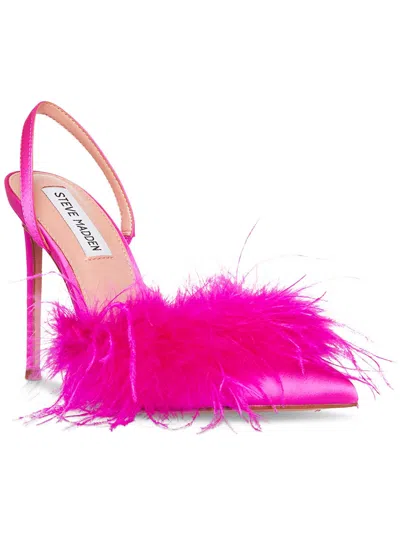Steve Madden Alexis Womens Satin Feathers Pumps In Pink