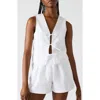 Steve Madden Aliza Tie Front Cotton Blend Top In White