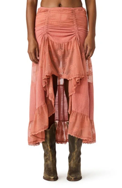 Steve Madden Allesandria Lace Detail High Low Skirt In Pink