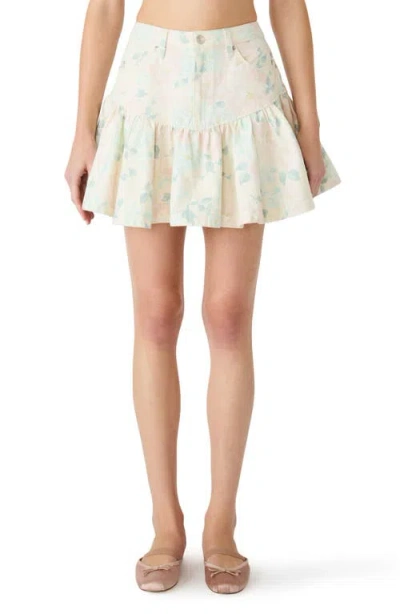 Steve Madden Allessandria Ruffle Denim Miniskirt In Multi