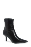 Steve Madden Alston Pointed Toe Bootie In Black Leather