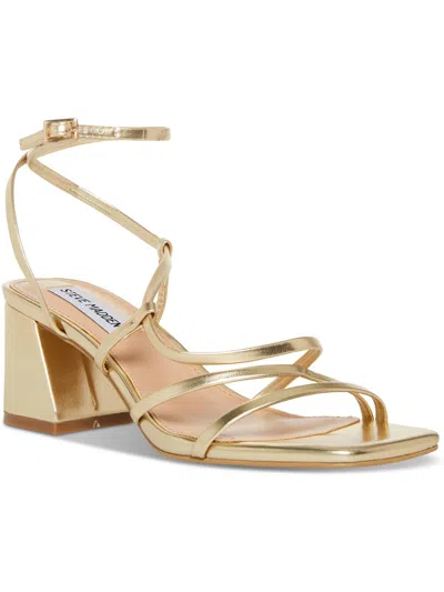 Steve Madden Alyce Womens Leather Open Toe Slingback Sandals In Gold