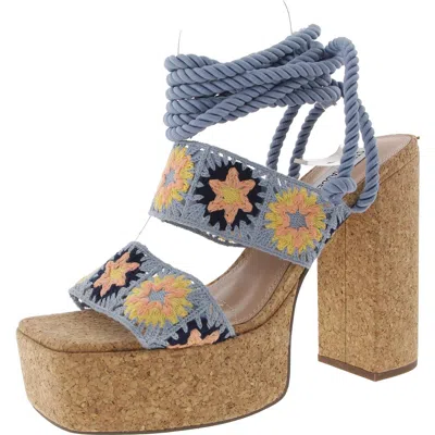 Steve Madden Amabella Womens Mixed Media Knit Platform Sandals In Multi