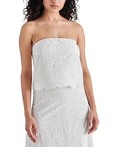 Steve Madden Amalia Cotton Eyelet Strapless Top In White