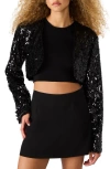 Steve Madden Amandaline Crop Sequin Jacket In Black
