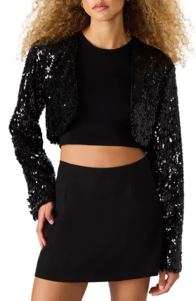 Steve Madden Amandaline Crop Sequin Jacket In Black