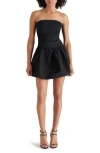 Steve Madden Amari Mixed Media Strapless Bubble Hem Minidress
