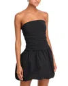 Steve Madden Amari Mixed Media Strapless Bubble Hem Minidress In Black
