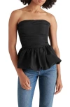 Steve Madden Amari Mixed Media Strapless Bubble Hem Minidress In Black