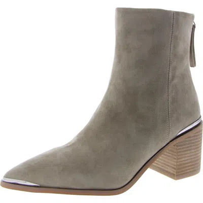 Steve Madden Amber Womens Suede Block Heel Ankle Boots In Beige
