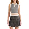 Steve Madden Amery Crop Polo Sweater Tank In Black