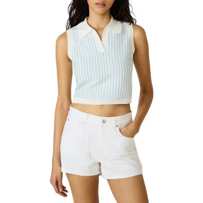 Steve Madden Amery Crop Polo Sweater Tank In Blue