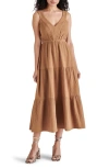 Steve Madden Amira Tiered Cotton Midi Dress In Toast