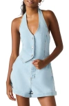 Steve Madden Amity Halter Denim Romper In Multi