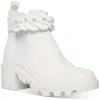 Steve Madden Amulet Womens Chain Block Heel Ankle Boots In White
