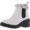 Steve Madden Amulet Womens Embellished Block Heel Chelsea Boots In White