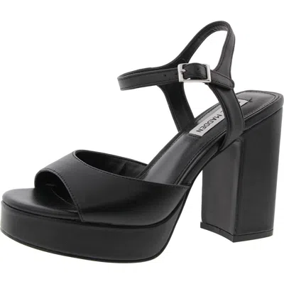 Steve Madden Amy Womens Buckle Leather Platform Sandals In Black
