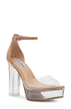 Steve Madden Ana Ankle Strap Platform Sandal In Tan/clear