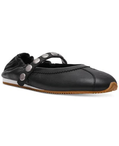 Steve Madden Anaya-st Studded Mary-jane Ballet Flats In Black