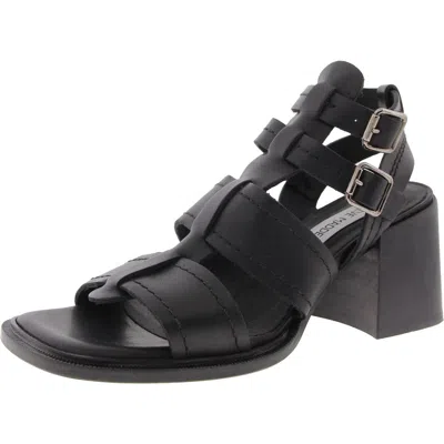 Steve Madden Angelene Womens Buckle Leather Block Heel In Black