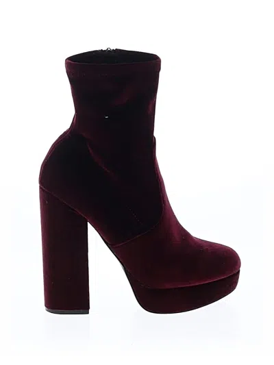 Pre-owned Steve Madden Ankle Boots In Burgundy