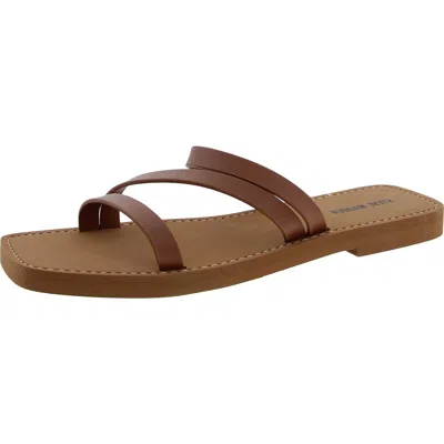 Steve Madden Annabelle Womens Strappy Faux Leather Slide Sandals In Green