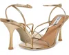 Steve Madden Annie Sandal Womens 7.5 Gold Leather Ankle Strap Spool Heel Khd1905 In Brown