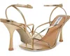 Steve Madden Annie Sandal Womens 7.5 Gold Leather Ankle Strap Spool Heel Khd1905 In Brown