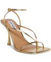 Steve Madden Annie Sandal Womens 7.5 Gold Leather Ankle Strap Spool Heel Khd1905 In Brown