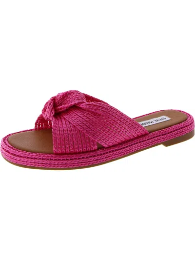 Steve Madden Ansle Womens Slip-on Twist Slide Sandals In Pink
