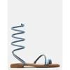 Steve Madden Antelle Womens Toe Loop Denim Slide Sandals In Multi
