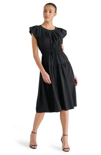 Steve Madden Archie Bow Ruched Dress In Black