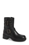 Steve Madden Archie Buckle Boot In Black Leather