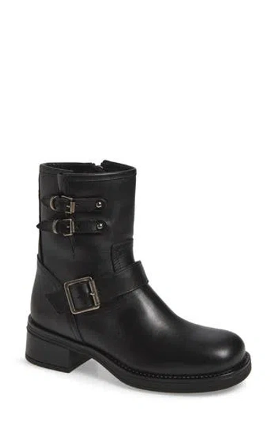 Steve Madden Archie Buckle Boot In Black Leather