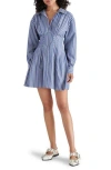 Steve Madden Aria Corset Waist Shirtdress In Blue