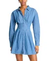 Steve Madden Aria Corset Waist Shirtdress In Vintage Blue