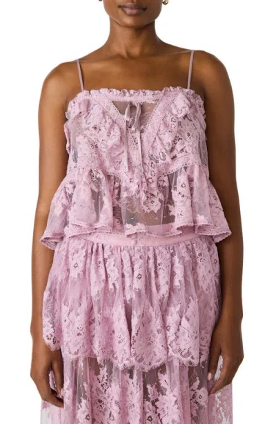 Steve Madden Arietty Lace Ruffle Trim Babydoll Top In Pink