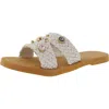Steve Madden Arnela Womens Embellished Denim Slide Sandals In Beige