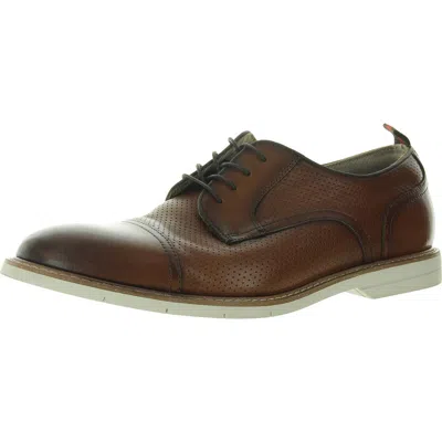 Steve Madden Arrnold Mens Leather Toe-cap Oxfords In Brown