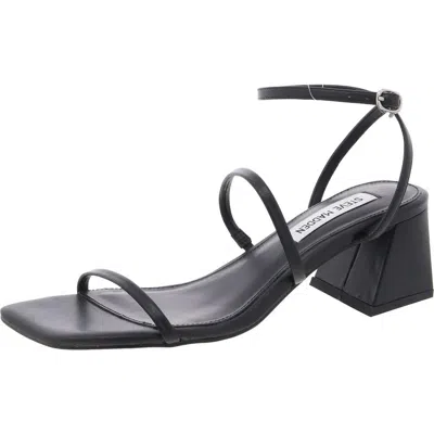 Steve Madden Ashlynn Womens Leather Block Heel Ankle Strap In Black