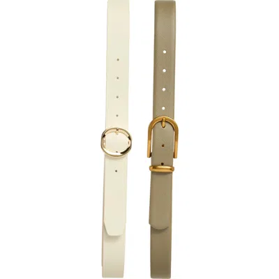 Steve Madden Assorted 2-pack Belts In Antique White/lt Olive