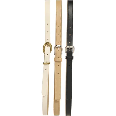 Steve Madden Assorted 3-pack Belts In Tan/off White/black