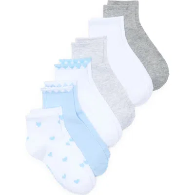 Steve Madden Assorted 6-pack Heart & Scalloped Quarter Socks In Multi