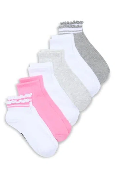 Steve Madden Assorted 6-pack Varsity Stripe & Lettuce Edge Ankle Socks In Multi