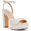 Steve Madden Assured Platform Ankle Strap Sandal In Pearl