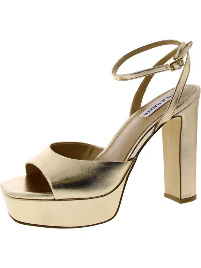 Steve Madden Assured Womens Leather Ankle Strap Heels In Beige