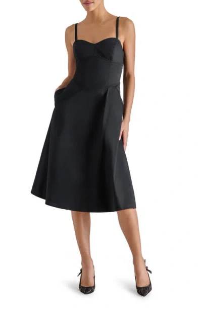 Steve Madden Aster Sleeveless Stretch Cotton Fit & Flare Dress In Black
