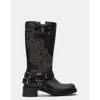 Steve Madden Astor Knee High Moto Boot In Black