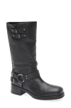 Steve Madden Astor Knee High Moto Boot In Black