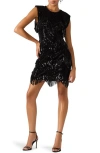 Steve Madden Astoria Sequin Fringe Minidress In Black